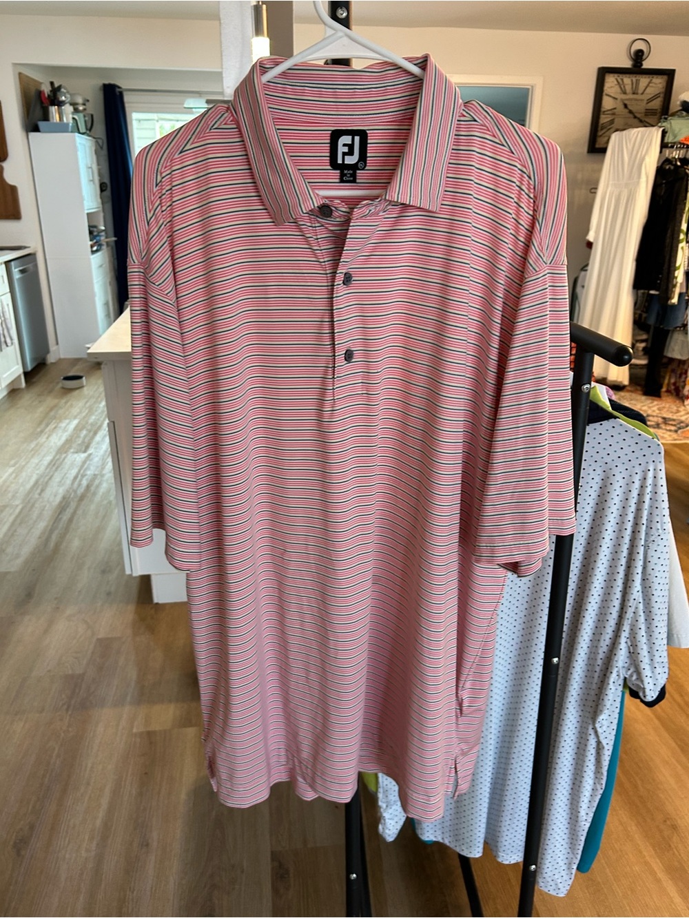 FootJoy Pink and White Striped Golf Polo